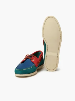 G.H.BASS Jetty Iii 2 Eye Boat Shoes Red & Blue & Green Clearance