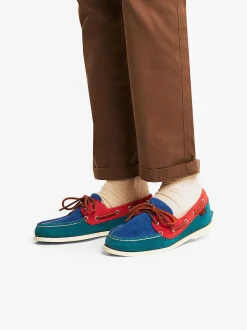 G.H.BASS Jetty Iii 2 Eye Boat Shoes Red & Blue & Green Clearance