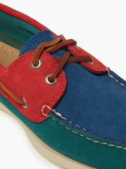 G.H.BASS Jetty Iii 2 Eye Boat Shoes Red & Blue & Green Clearance