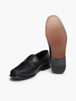 G.H.BASS Panama Lincoln Saddle Bar Loafers Black Discount