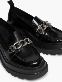 G.H.BASS Platform Lug Chain Loafers Black New