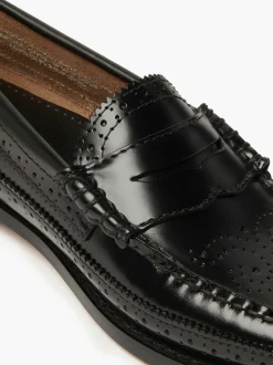 G.H.BASS Weejuns Brogue Penny Loafers Black Best