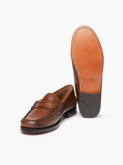 G.H.BASS Weejuns Brogue Penny Loafers Cognac Cheap