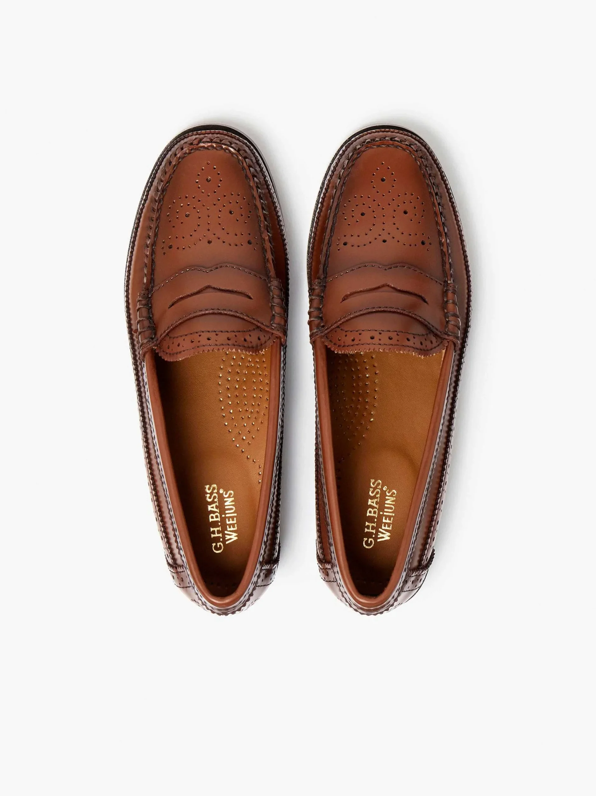 G.H.BASS Weejuns Brogue Penny Loafers Cognac Cheap