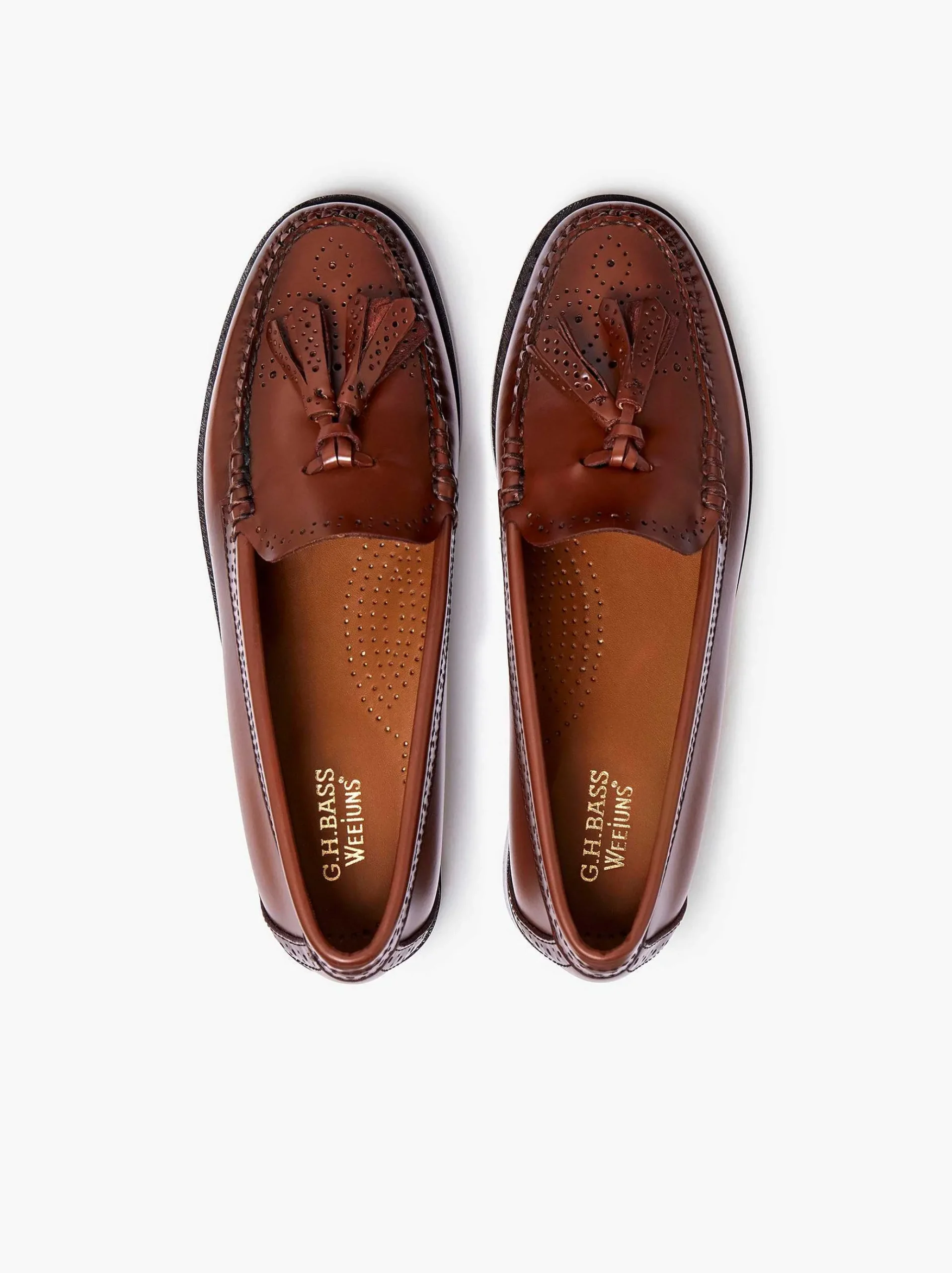 G.H.BASS Weejuns Estelle Brogue Tassel Loafers Cognac Cheap