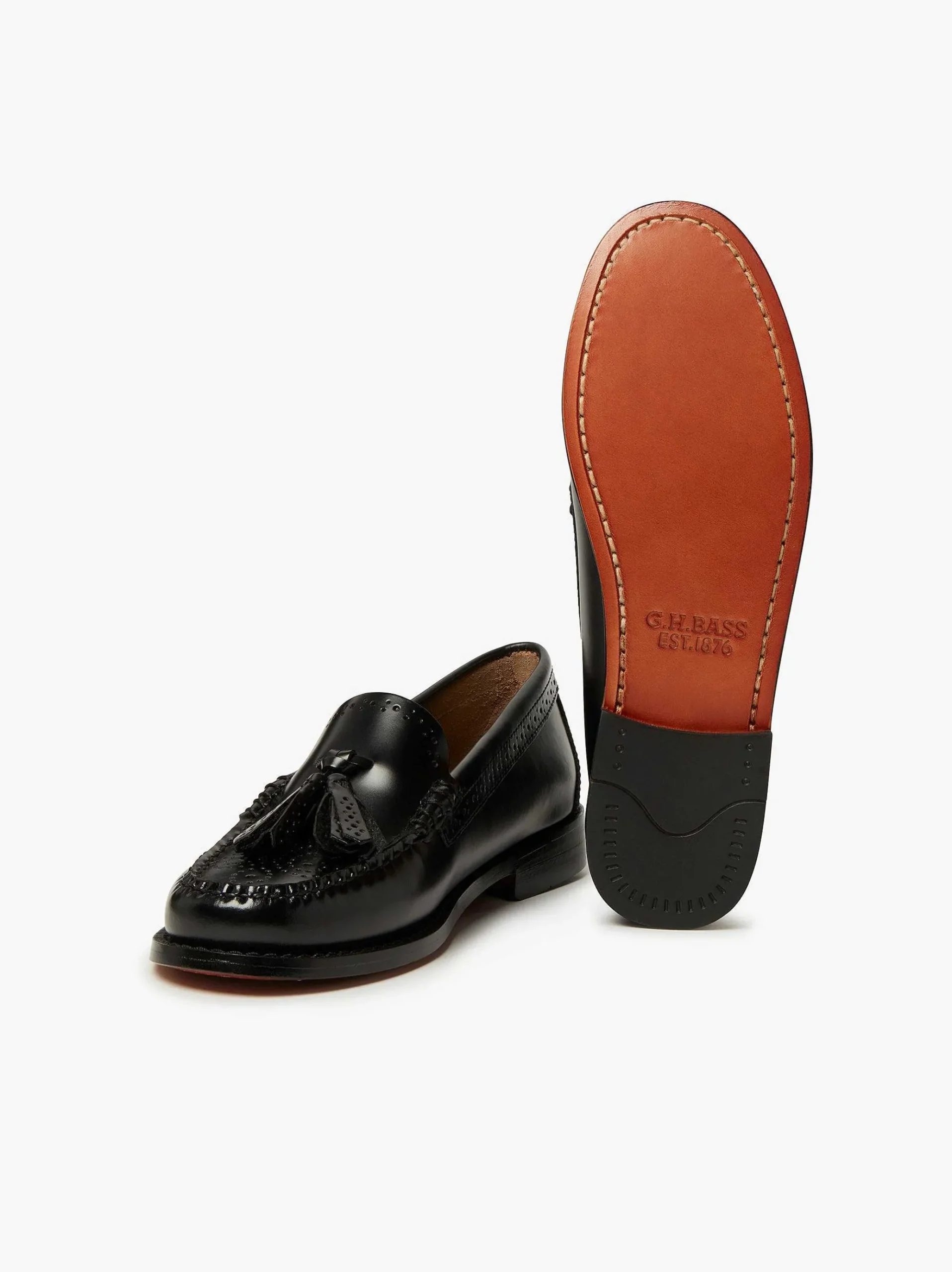 G.H.BASS Weejuns Estelle Brogue Tassel Loafers Black New
