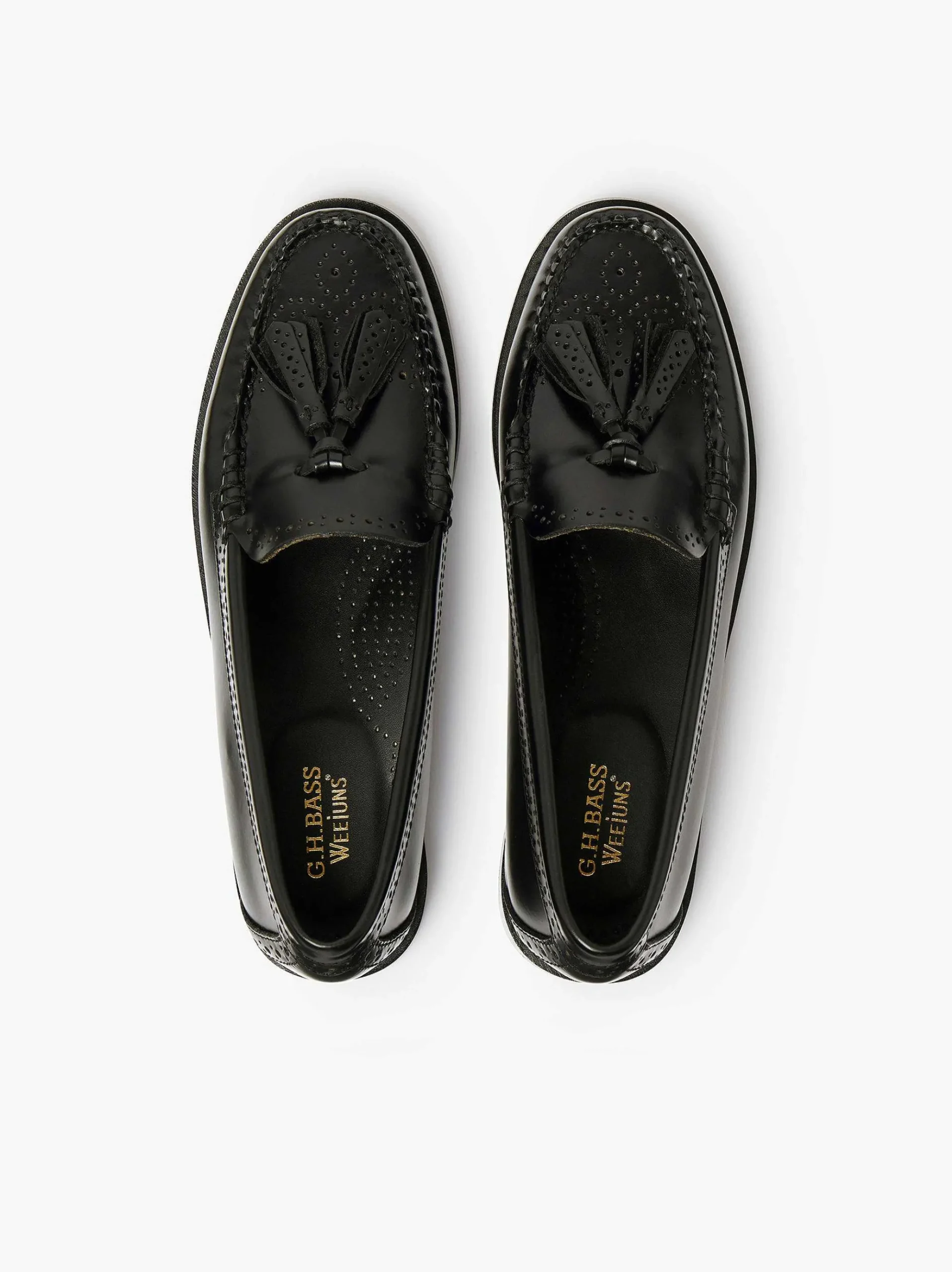 G.H.BASS Weejuns Estelle Brogue Tassel Loafers Black New