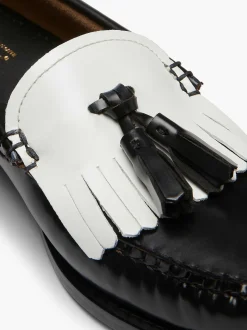 G.H.BASS Weejuns Esther Kiltie Tassel Loafers Black & White Flash Sale