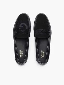G.H.BASS Weejuns Larson Letterman Penny Loafers Black Flash Sale
