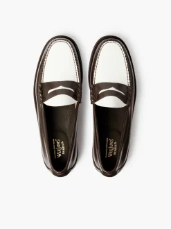 G.H.BASS Weejuns Larson Penny Loafers Dark Brown & White Cheap