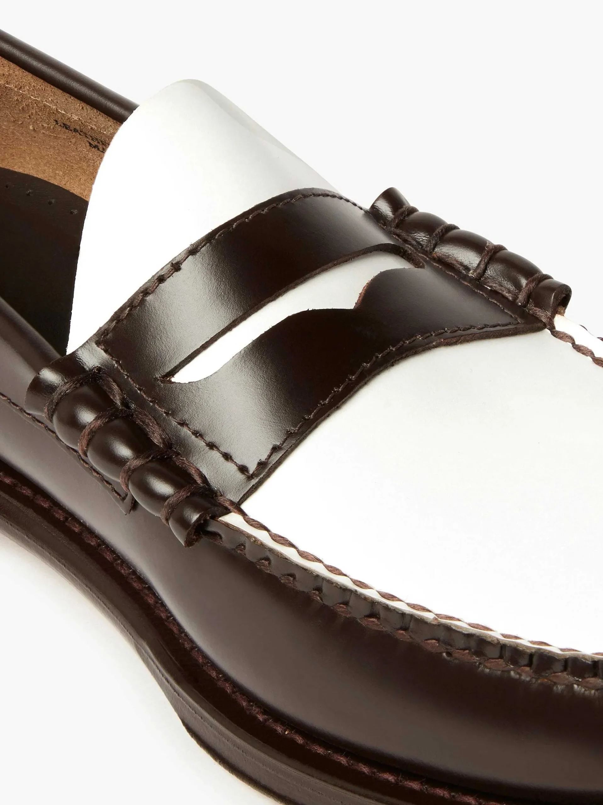 G.H.BASS Weejuns Larson Penny Loafers Dark Brown & White Cheap