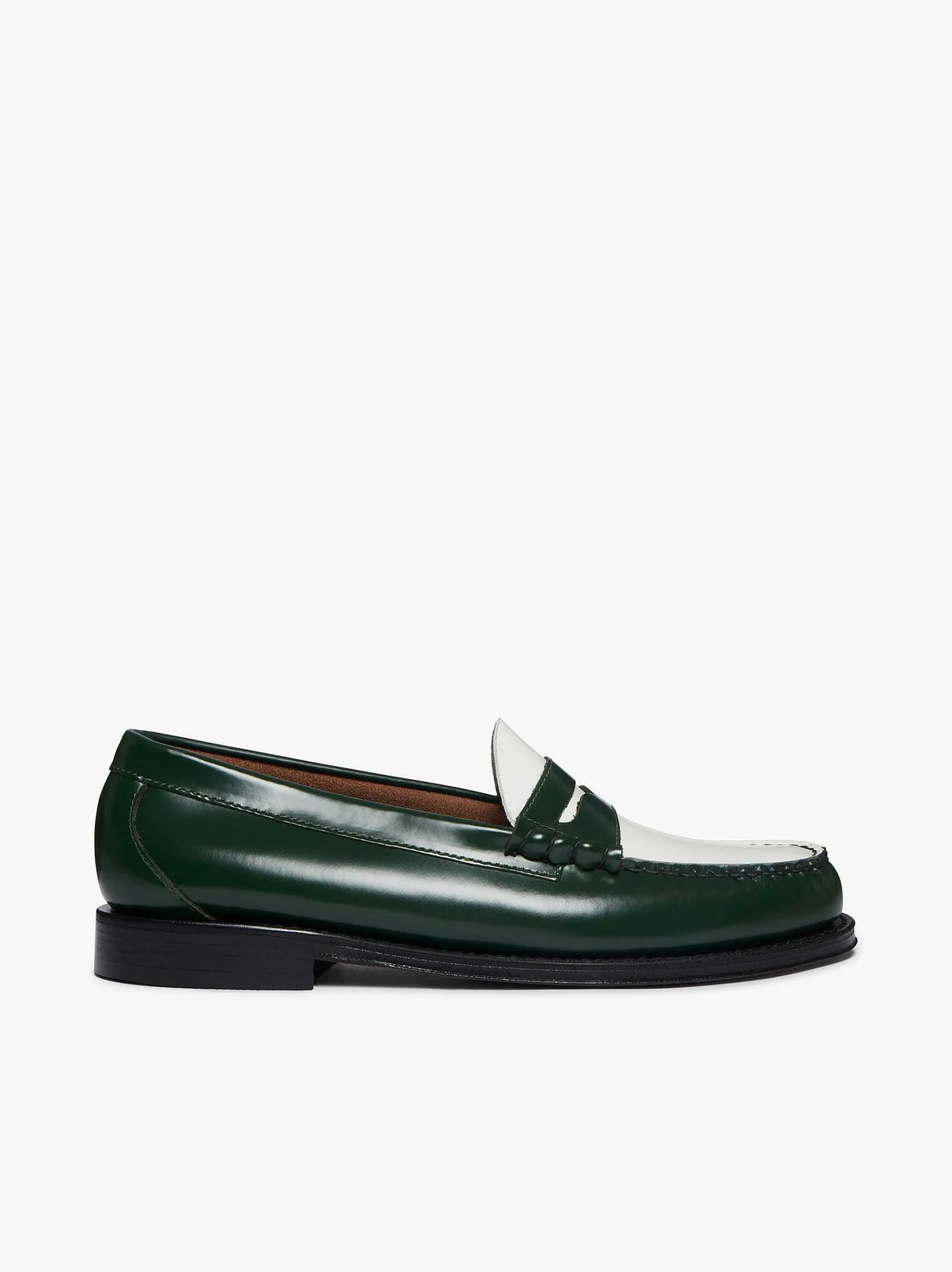 G.H.BASS Weejuns Larson Penny Loafers Green & White New