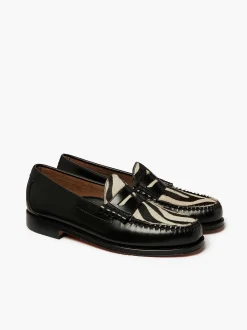 G.H.BASS Weejuns Larson Penny Loafers Zebra Print & Black Discount