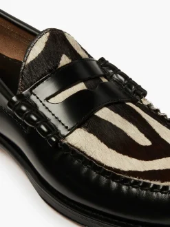 G.H.BASS Weejuns Larson Penny Loafers Zebra Print & Black Discount