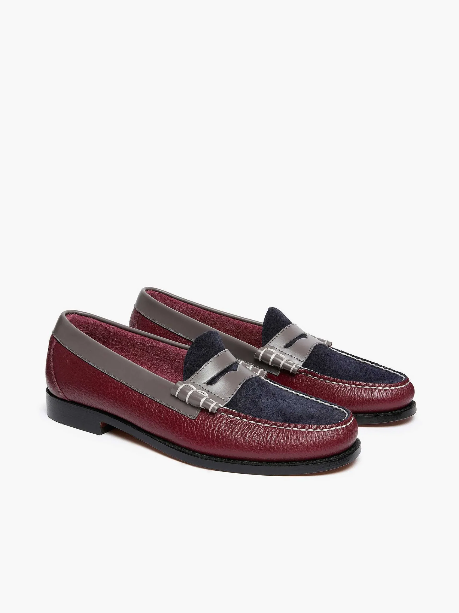 G.H.BASS Weejuns Larson Tricolour Penny Loafers Navy Wine Grey Shop