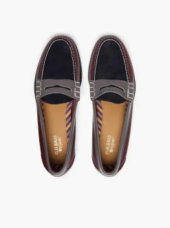 G.H.BASS Weejuns Larson Tricolour Penny Loafers Navy Wine Grey Shop
