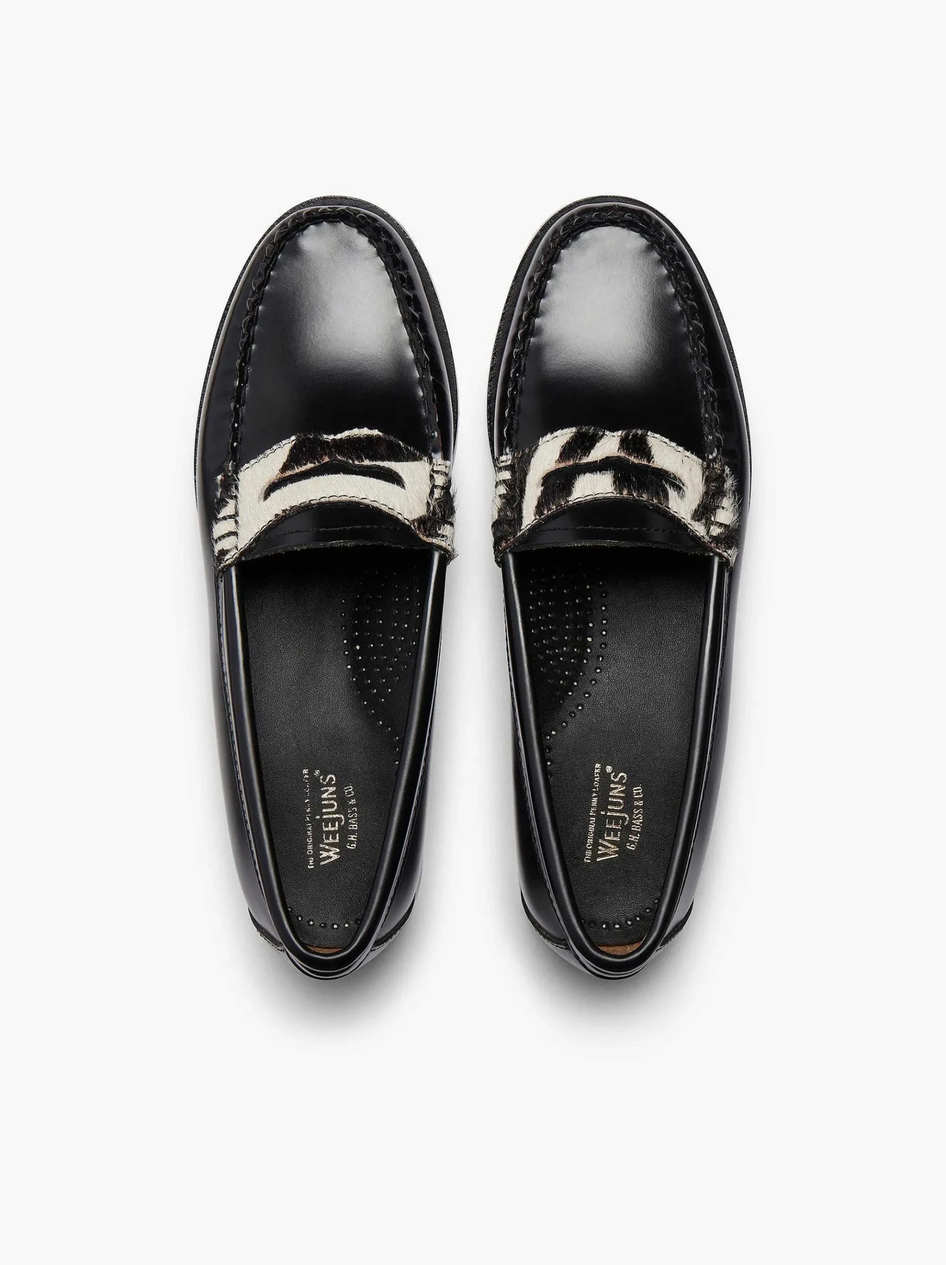 G.H.BASS Weejuns Penny Loafers Zebra Print & Black Hot