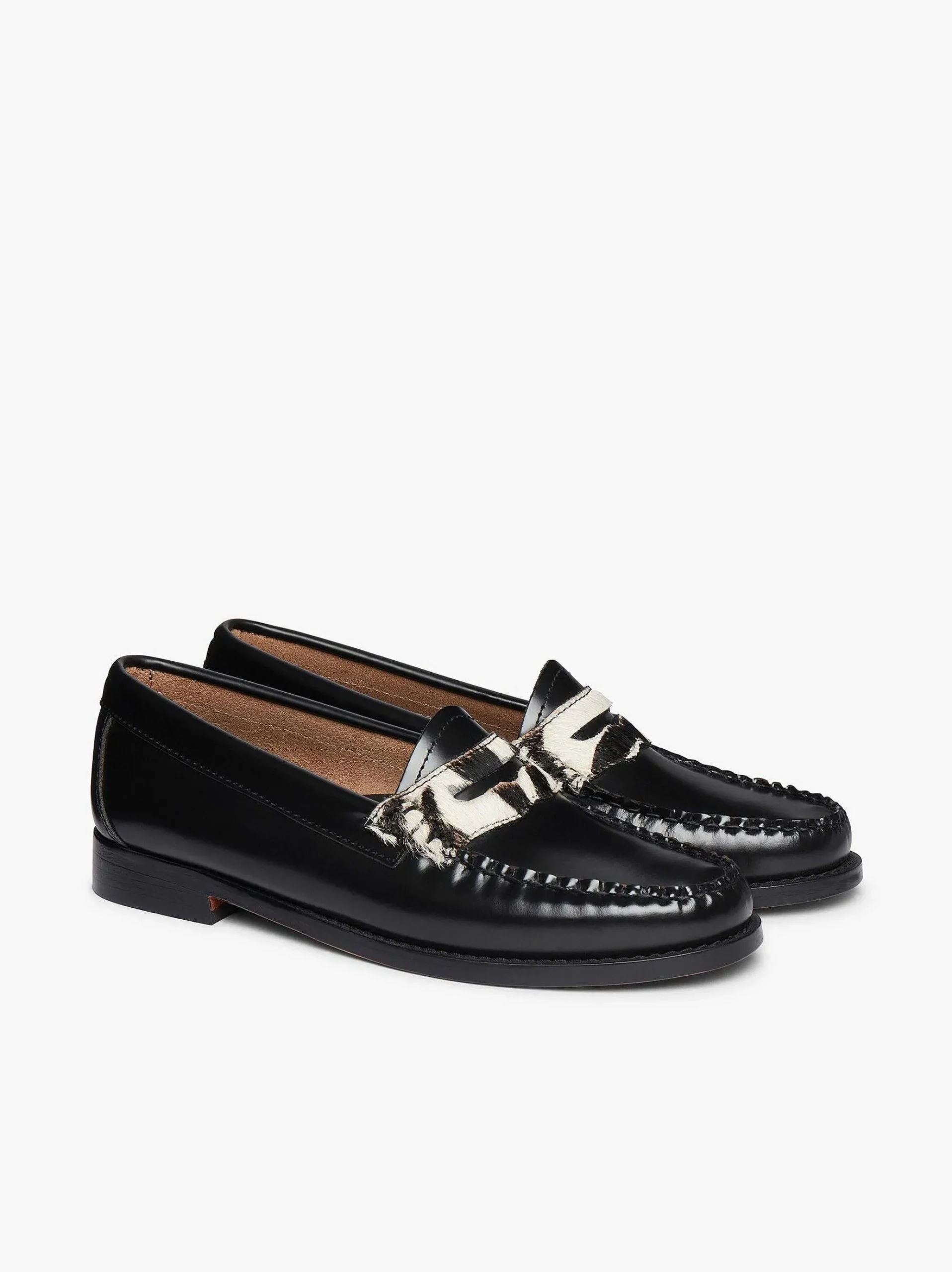 G.H.BASS Weejuns Penny Loafers Zebra Print & Black Hot
