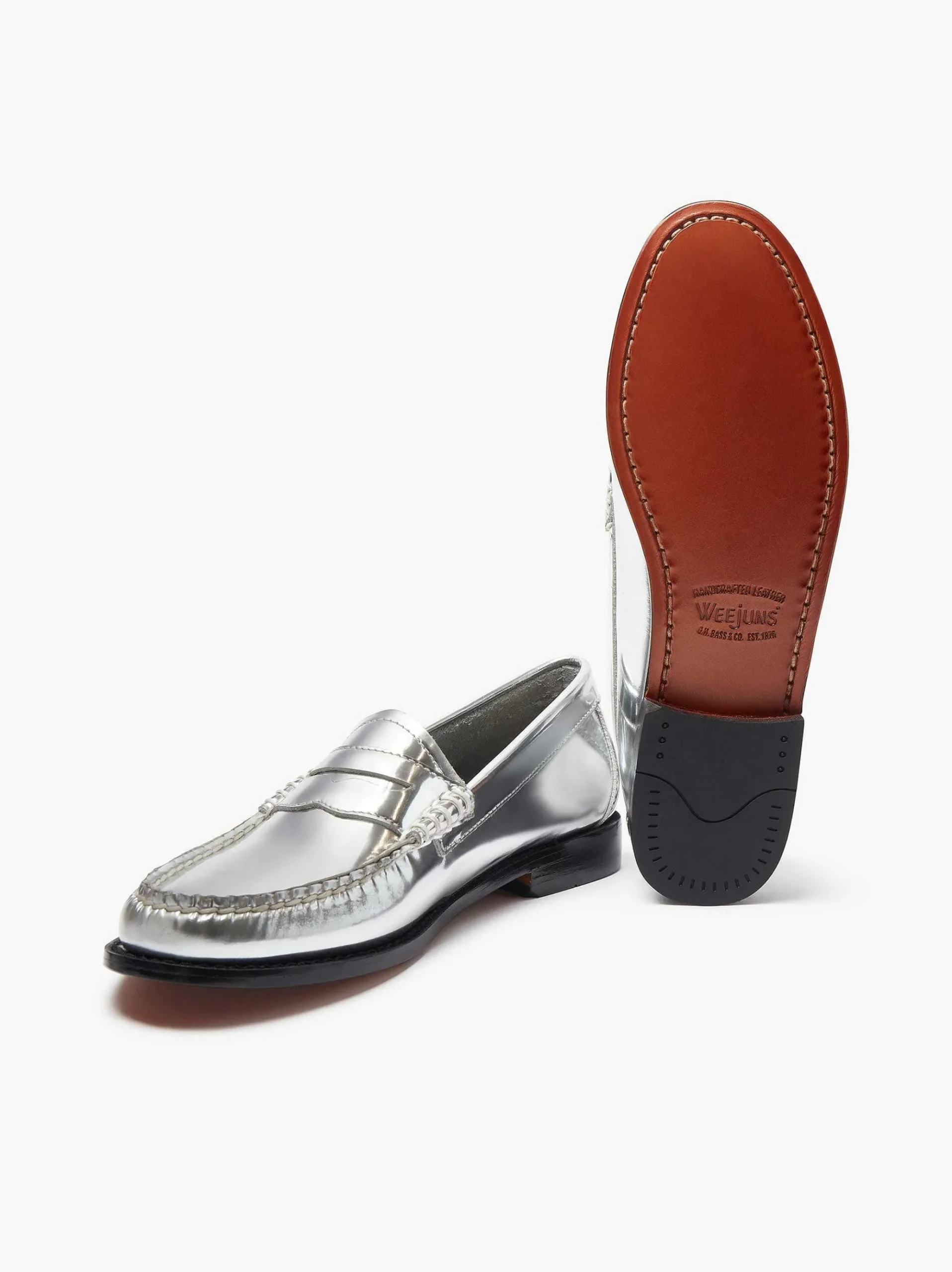 G.H.BASS Weejuns Penny Loafers Silver Store