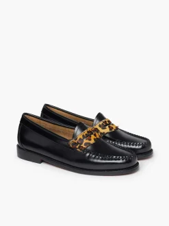G.H.BASS Weejuns Penny Loafers Leopard Print & Black Cheap