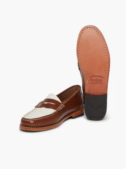 G.H.BASS Weejuns Penny Loafers Cognac & White Best
