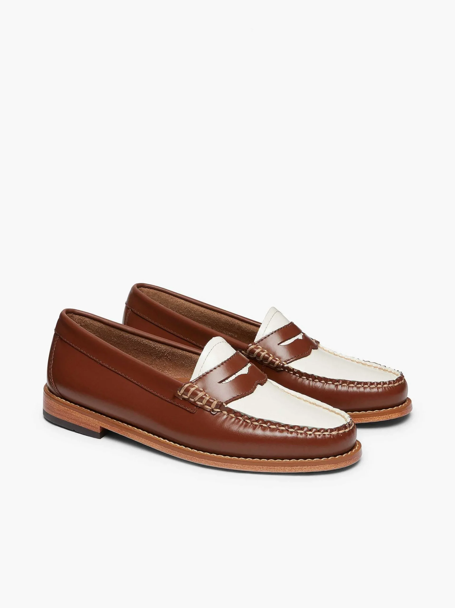 G.H.BASS Weejuns Penny Loafers Cognac & White Best