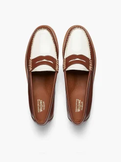 G.H.BASS Weejuns Penny Loafers Cognac & White Best