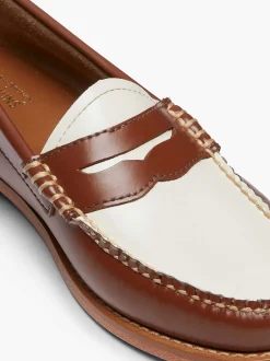 G.H.BASS Weejuns Penny Loafers Cognac & White Best