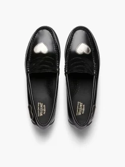 G.H.BASS Weejuns Penny Love Loafers Silver & Black Cheap