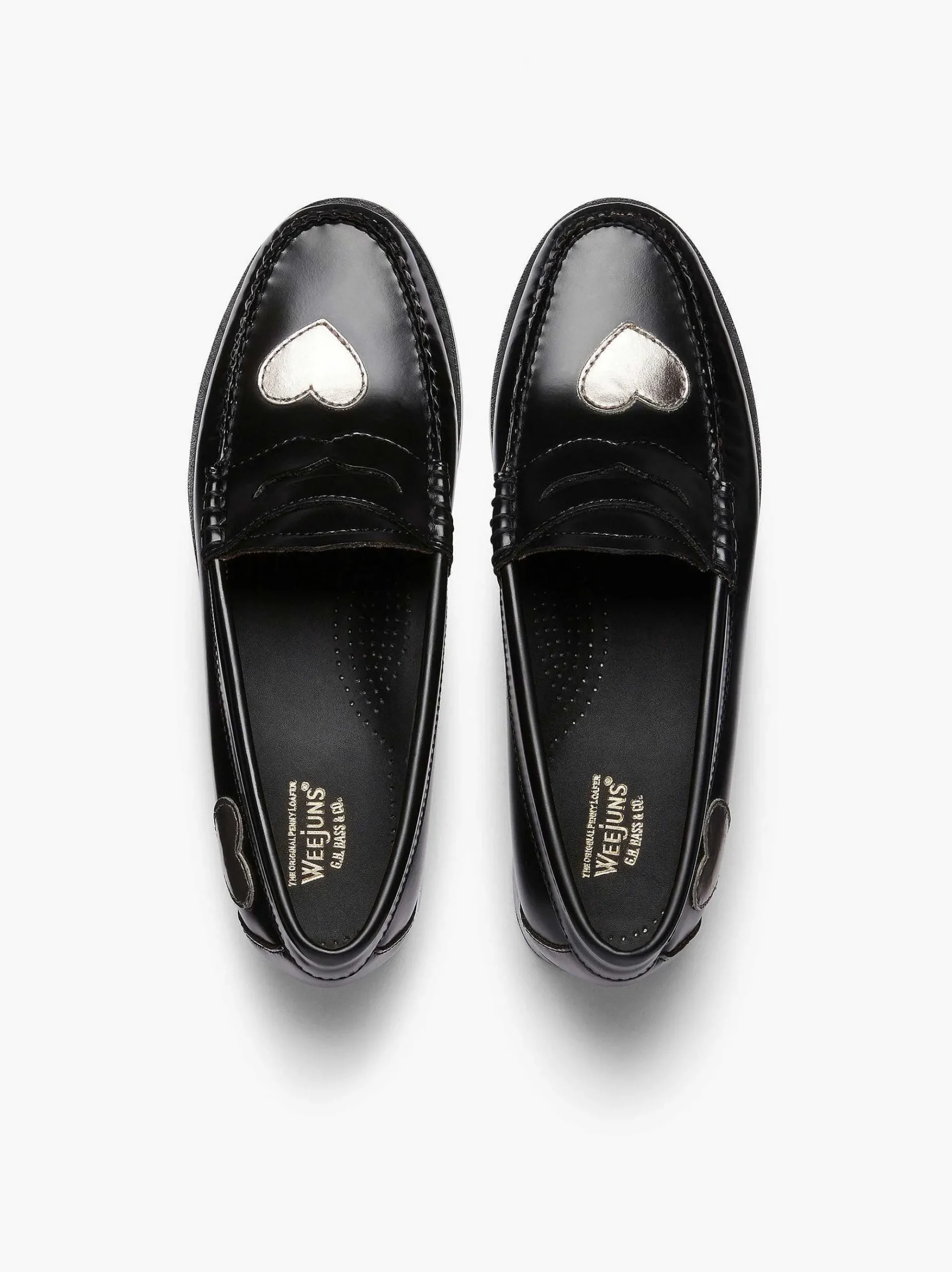 G.H.BASS Weejuns Penny Love Loafers Silver & Black Cheap