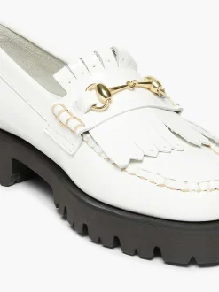 G.H.BASS Weejuns 90S Lianna Horsebit Kiltie Loafers White Cheap