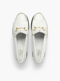 G.H.BASS Weejuns 90S Lianna Horsebit Kiltie Loafers White Cheap