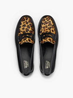 G.H.BASS Weejuns 90S Penny Loafers Leopard Print & Black Cheap
