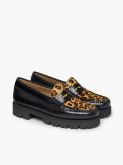 G.H.BASS Weejuns 90S Penny Loafers Leopard Print & Black Cheap