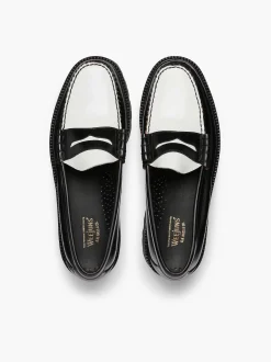 G.H.BASS Weejuns Super Lug Larson Penny Loafers Black & White Hot