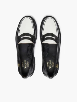 G.H.BASS Weejuns Super Lug Penny Loafers Black & White Cheap