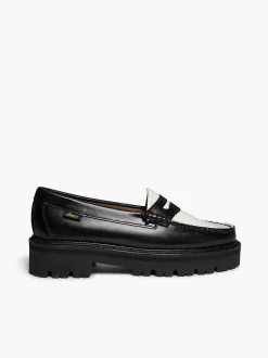 G.H.BASS Weejuns Super Lug Penny Loafers Black & White Cheap