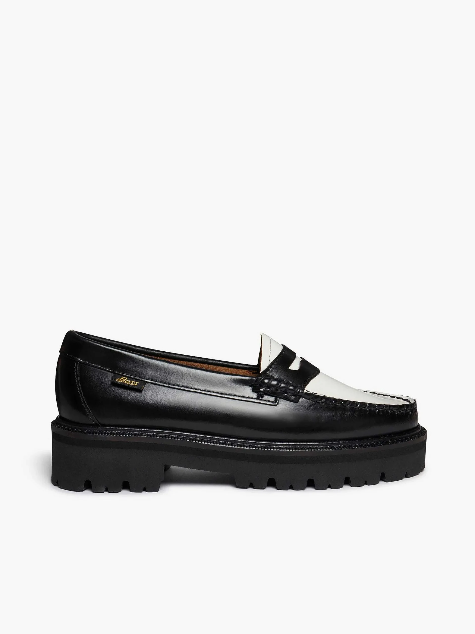 G.H.BASS Weejuns Super Lug Penny Loafers Black & White Cheap