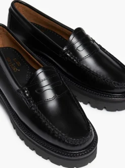 G.H.BASS Weejuns Super Lug Penny Loafers Black Clearance